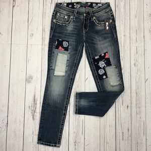 Miss Me Patchwork Ankle Skinny